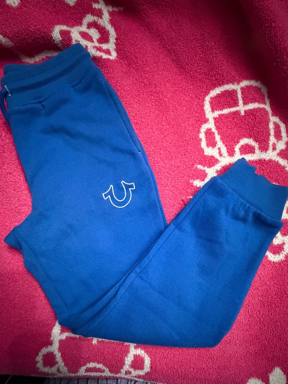 True Religion Kids Royal Blue Jogger Sweatpants with Horseshoe Accent
